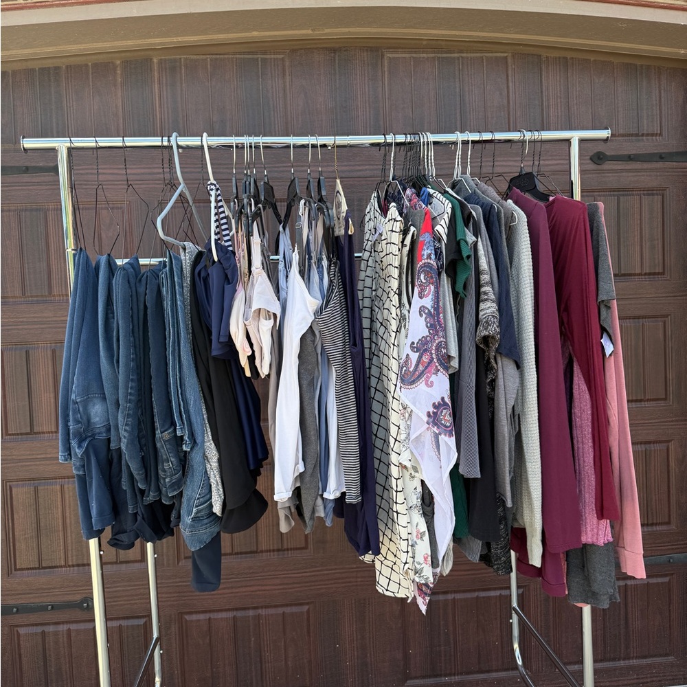 Mixed Women's Tops & Jeans Bundle - Blue, White, Burgundy, Gray